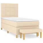 vidaXL Sommier à lattes de lit et matelas Crème 90x190 cm Tissu
