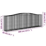 vidaXL Paniers à gabions arqués 25 Pièces 400x50x120/140 cm Fer galvanisé