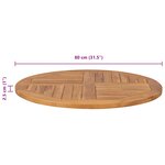 vidaXL Dessus de table Bois de teck solide Rond 2 5 cm 80 cm