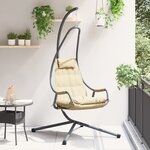 vidaXL Chaise Suspendue avec Support et Coussin Beige Acier