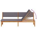 vidaXL Chaise longue 3 en 1 avec coussins gris clair en bois d'acacia