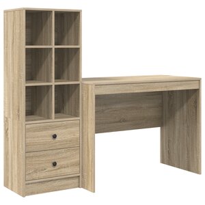 vidaXL Bureau avec rangement en chêne de Sonoma en bois d'ingénierie
