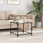 vidaXL Table basse avec dessus en verre noir 50x50x40 cm acier