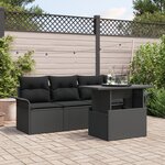 vidaXL Ensemble de canapés de jardin 5 pièces avec coussins Noir Poly Rattan