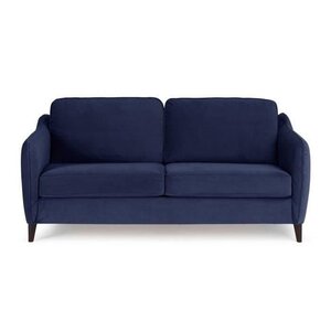 HEXAGONE Canapé convertible couchage express - 3 places - Velours bleu nuit - 182 x 85 x 97 cm - CLYDE