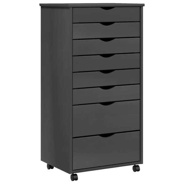 vidaXL Armoire roulante avec tiroirs MOSS gris bois de pin solide
