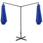 vidaXL Parasol double avec mât en acier Bleu azuré 600 cm