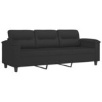 vidaXL Ensemble de canapés 2 Pièces avec coussins noir tissu microfibre