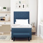 vidaXL Lit à Ressorts avec Matelas & Banc Bleu 90x190 cm Tissu