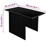 vidaXL Mobilier de bistro 3 Pièces avec coussins Résine tressée Noir