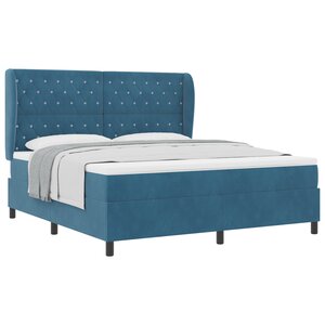 Lit Box Spring vidaXL avec Matelas Bleu Foncé 180x200 cm Velours