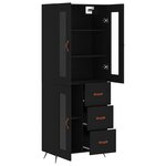 vidaXL Buffet haut Noir 69 5x34x180 cm Bois d'ingénierie