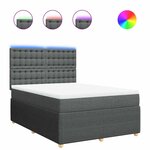 vidaXL Sommier à lattes de lit avec matelas Gris foncé 140x190cm Tissu
