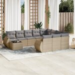 vidaXL Salon de jardin 11 Pièces avec coussins beige résine tressée