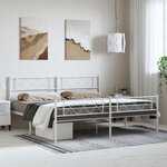 vidaXL Cadre de lit métal sans matelas et pied de lit blanc 183x213 cm