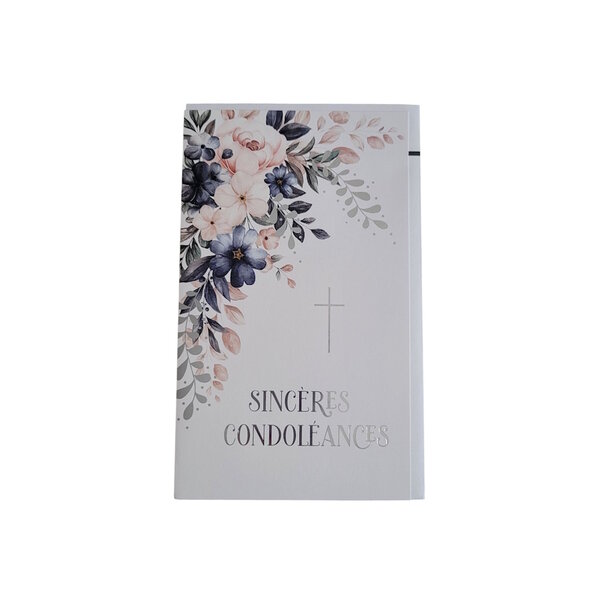 Carte De Voeux - Condoléances - Sincères Condoléances - Croix Fleurs