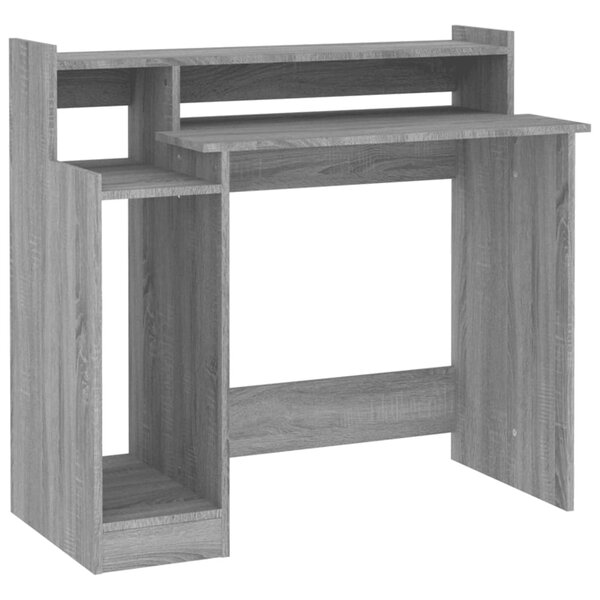 Bureau table poste de travail meuble d'ordinateur informatique étude et lumières LED sonoma 97 x 45 x 90cm bois d'ingénierie gris 02_0023812