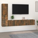 vidaXL Ensemble de meubles TV 4 Pièces Chêne fumé Bois d'ingénierie