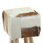 vidaXL Tabouret de bar Cuir véritable et bois de teck solide