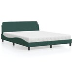 vidaXL Lit avec matelas vert foncé 160x200 cm velours