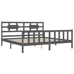 vidaXL Cadre de lit sans matelas gris 200x200 cm bois massif de pin