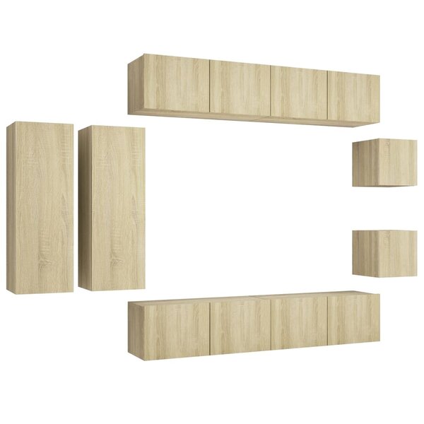 vidaXL Ensemble de meuble TV 8 Pièces Chêne sonoma Bois d'ingénierie