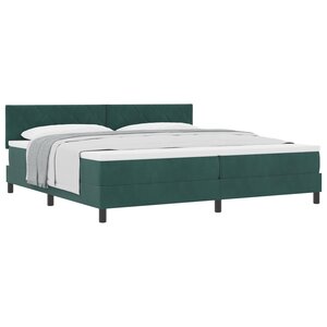 Lit box spring vidaXL avec matelas vert foncé 200x200 cm velours
