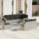 vidaXL Salon de jardin 8 Pièces avec coussins gris clair résine tressée