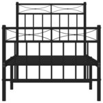 vidaXL Cadre de lit métal avec tête de lit/pied de lit noir 80x200 cm
