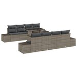 vidaXL Ensemble de canapé de jardin de 9 pièces avec coussins gris en poly rotin