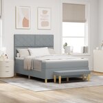 vidaXL Lit à sommier avec matelas et banc gris clair 140x200 cm tissu