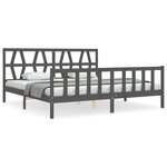 vidaXL Cadre de lit avec tête de lit gris 200x200 cm bois massif
