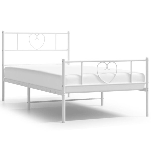 vidaXL Cadre de lit métal avec tête de lit/pied de lit blanc 100x200cm