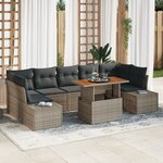 vidaXL Canapés de Jardin 8 Pièces avec Coussins Gris en Poly Rattan
