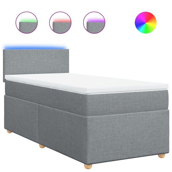 vidaXL Sommier à lattes de lit et matelas Gris clair 90x190 cm Tissu