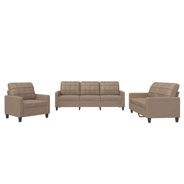 vidaXL Ensemble de canapés 3 Pièces avec coussins Cappuccino Similicuir