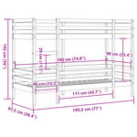 vidaXL Lit superposé sans matelas 90x190 cm bois de pin massif