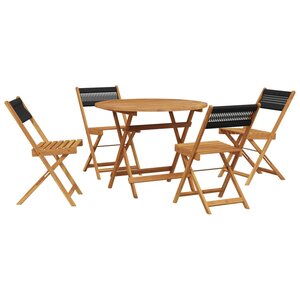 vidaXL Ensemble à manger de jardin 5Pièces noir polypropylène bois massif