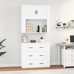 vidaXL Buffet haut Blanc Bois d'ingénierie
