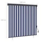 vidaXL Store roulant d'extérieur 160x250 cm Bleu et blanc