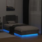 vidaXL Cadre de lit tête de lit et lumières LED gris béton 100x200 cm