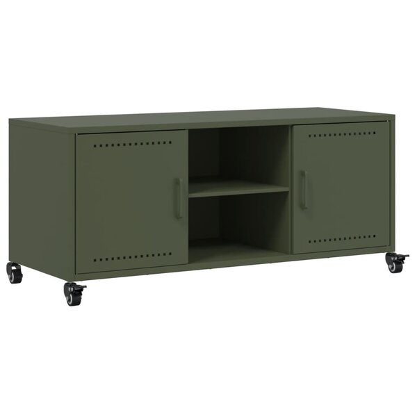 vidaXL Meuble TV vert olive 100 5x39x43 5 cm acier laminé à froid