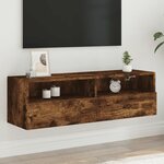 vidaXL Meuble TV mural chêne fumé 100x30x30 cm bois d'ingénierie