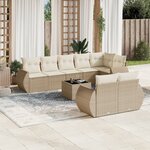 vidaXL Salon de jardin avec coussins 9 Pièces beige résine tressée