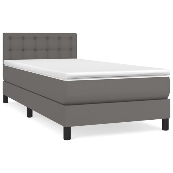 vidaXL Sommier à lattes de lit avec matelas Gris 90x200 cm Similicuir