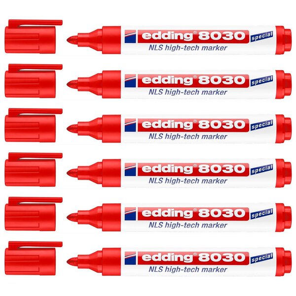 Marqueur NLS High-tech 8030 Inoxydable Rouge Pointe Ronde 1 5-3 mm x 6 EDDING