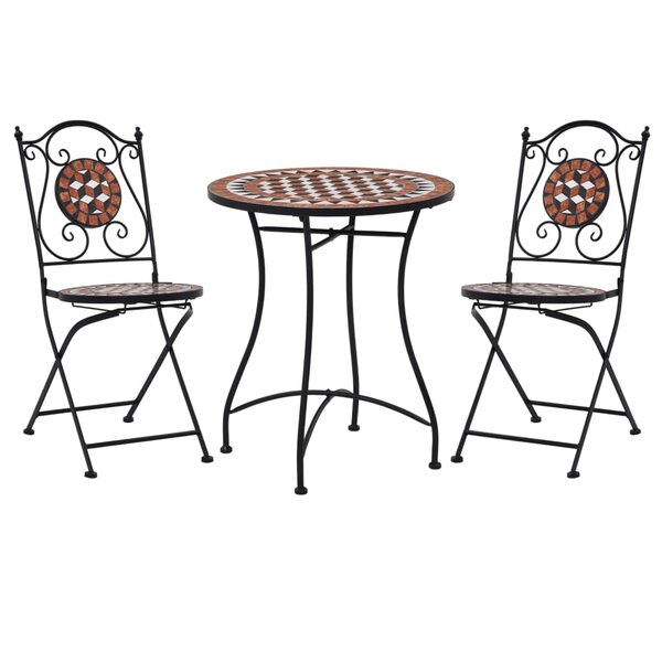 vidaXL Ensemble de bistro 3 Pièces mosaïque Carreau céramique Terre cuite