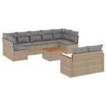 vidaXL Salon de jardin avec coussins 10 Pièces beige résine tressée