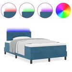 vidaXL Lit à ressort avec matelas et LED Bleu Foncé 120x200 cm Velours