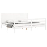 vidaXL Cadre de lit avec tête de lit blanc 200x200 cm bois massif